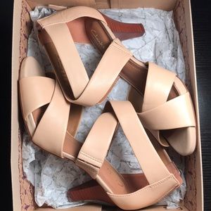 Clark’s Florine Sashae Nude Leather Heel Sandal